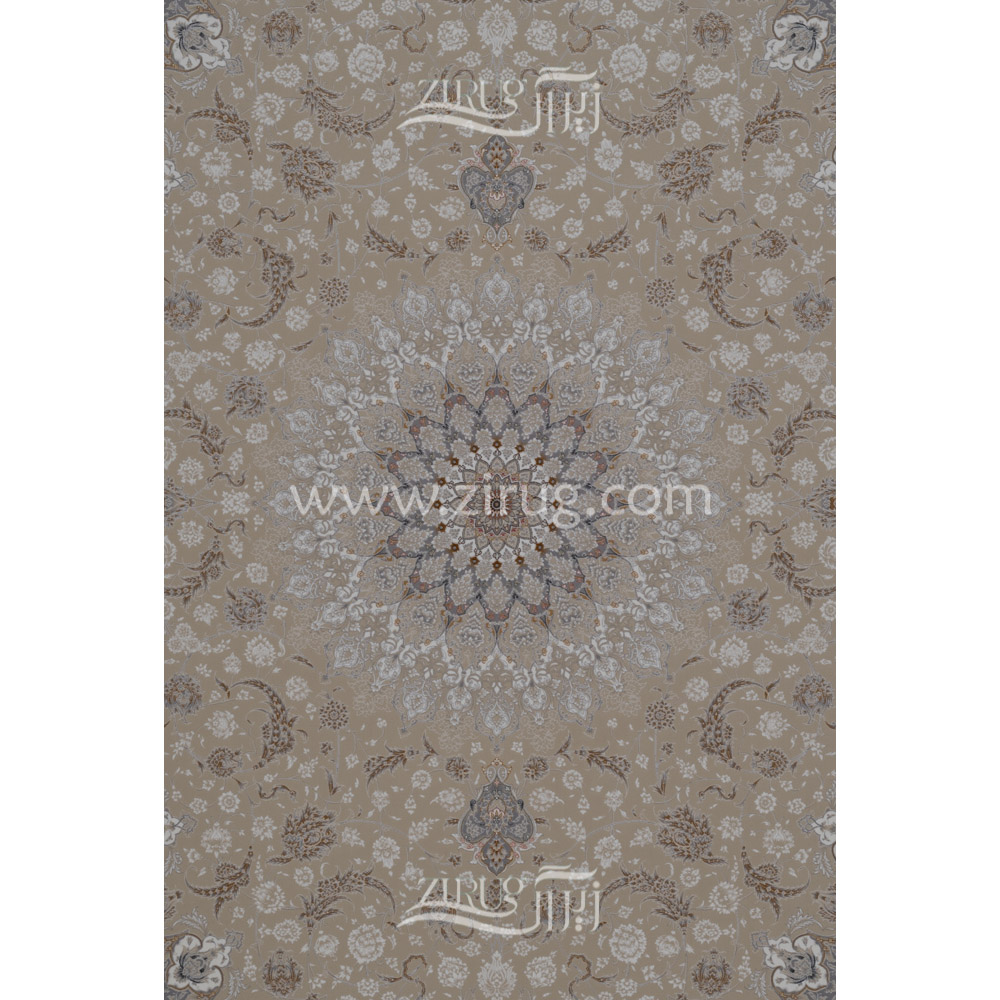 فرش ماشینی 1200 شانه شیخ صفی کد 12116 زمینه کرم لایت